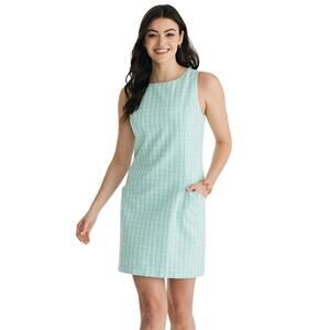 Southern Tide Bermuda Teal Gingham Seersucker Shift Mini Dress Size 2